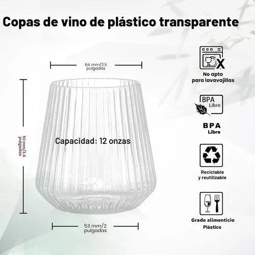 Miniatura 3 de BESTSTAR 36 Piezas Copas de Vino de Plástico Transparente Acanalado de 12 onzas, Copas de Champán Desechables de Origami Onduladas, Elegantes Vasos