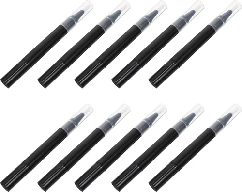 FOMIYES Pluma vacía de aceite de uñas para cutículas: 10 unids Clear Twist Pens Cosmetic Lip Gloss Container con punta de pincel para suministros de