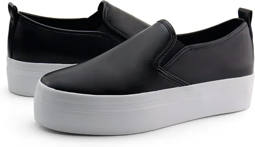 Miniatura 5 de JABASIC Mocasines de plataforma sin cordones para mujer zapatos casuales cómodos