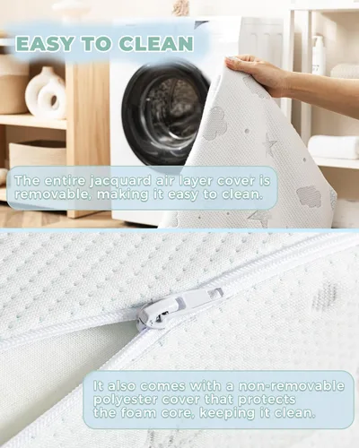 Miniatura 8 de Colchón triple de 38 x 26 pulgadas, transpirable, de felpa suave, espuma viscoelástica para bebés y niños pequeños, incluye bolsa de transporte