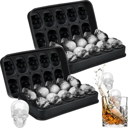 Hoolerry Paquete de 2 moldes de silicona para hacer cubitos de hielo, bandeja flexible para cubitos de hielo para hornear whisky, chocolate y resina