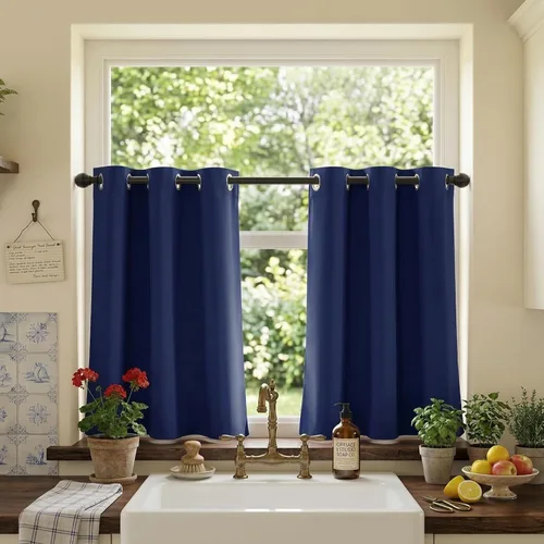 Miniatura 145 de RYB HOME Cortinas opacas de cocina de 36 pulgadas de largo, tratamiento de privacidad para ventanas pequeñas, aislamiento térmico, telón de fondo
