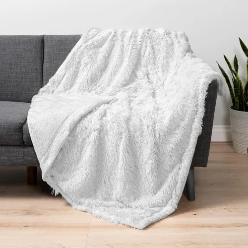 Miniatura 12 de PAVILIA Manta mullida beige crema para sofá, afelpada y cálida, súper suave y gruesa de piel sintética y sherpa, 50 x 60 pulgadas