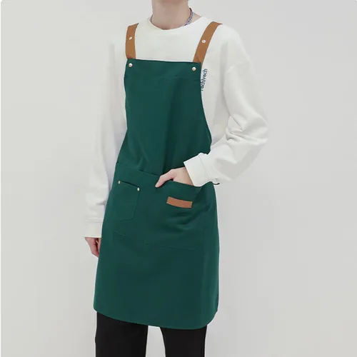 Miniatura 9 de MXY Delantal para mujeres y hombres, lona de cera ajustable, 5 bolsillos para herramientas, delantal de trabajo para tareas domésticas, cocina