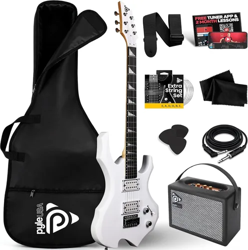 Miniatura 8 de Pyle Heavy Metal EG Fire Guitarra Eléctrica de Metal con Kit de Amplificador, Instrumento de Tamaño Completo con Amplificador de Práctica