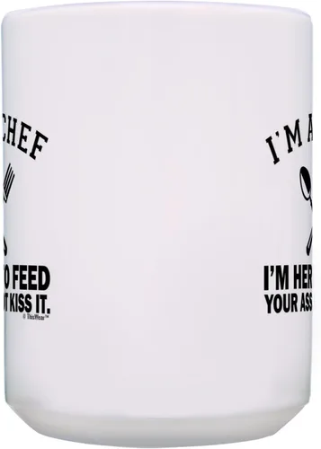 Miniatura 4 de Regalos de chef para mujeres, con texto en inglés "I I'm A Chef Here to Feed Your Ass Not Kiss It" Taza de café de 15 onzas color blanco 15oz