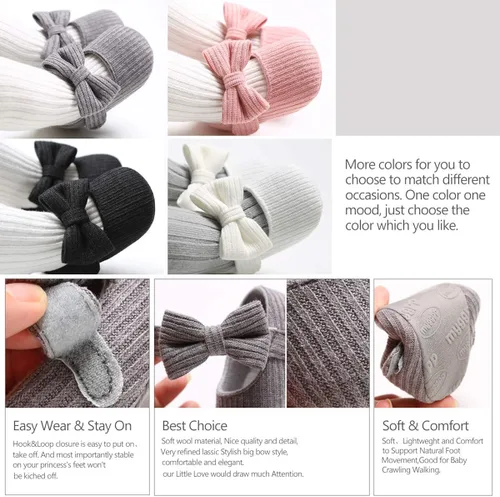 Miniatura 6 de Ohwawadi - Calcetines de forro polar para bebé o niña suaves y calientes botas o zapatos para bebés recién nacidos con estilos de dibujos animados