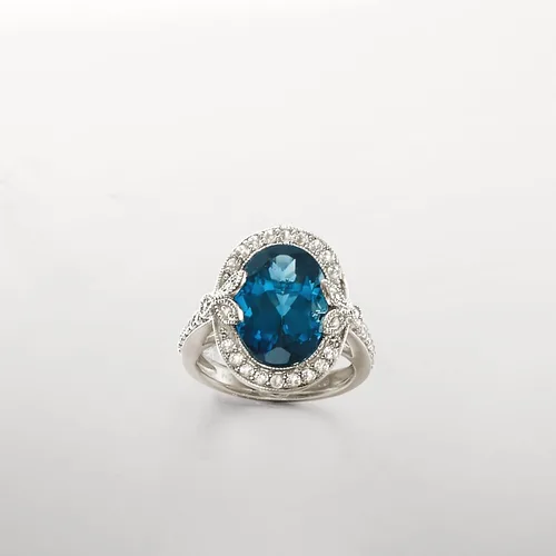 Miniatura 5 de Ross-Simons 7.89 ct. t.w. London Blue and White Topaz Ring With Diamond Accents in Sterling Silver
