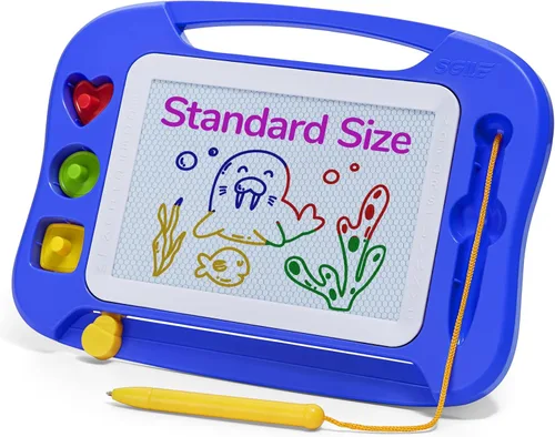 SGILE Pizarra magnética para dibujar para niños, juguetes para niños pequeños de 1, 2 y 3 años – 9.8×7.1 pulgadas, pizarra para garabatear, grabar y