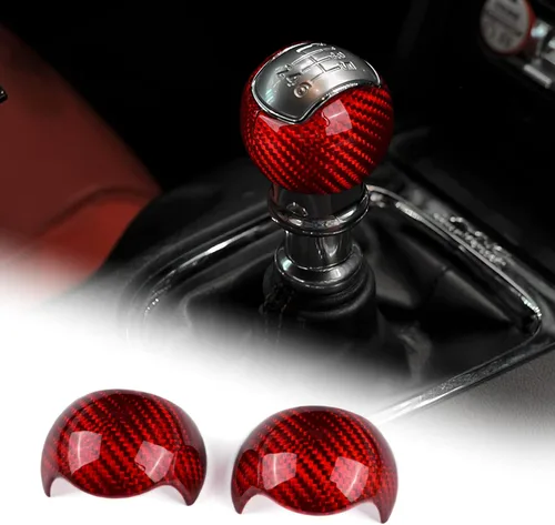 AIRSPEED Para Mustang - Cubierta de la perilla de la palanca de cambios de fibra de carbono, accesorios interiores, calcomanía para Ford Mustang