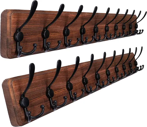Miniatura 26 de SKOLOO Perchero de pared montado en la pared de estilo rústico: Perchero de pared de pino de madera auténtica de 40,6 cm de orificio a orificio