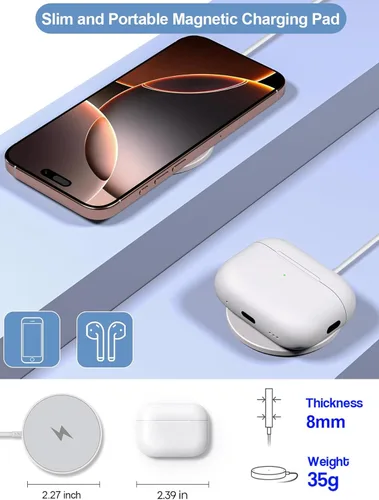 Miniatura 3 de Cargador magnético para iPhone, cargador inalámbrico para iPhone de 15 W, almohadilla de carga inalámbrica Apple 17/16, carga rápida, carga segura