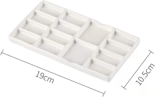 Miniatura 5 de 14 Wells - Paleta de pintura de cerámica para artistas, paleta de pintura de acuarela de porcelana de 8 pulgadas, bandeja de mezcla de cerámica