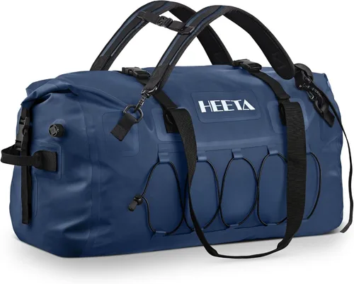 Miniatura 11 de HEETA Bolsa de lona impermeable para motocicleta, mochila seca para motocicleta, 60L/80L, extra grande, bolsas de viaje con correas y asas para Azul