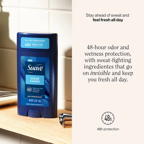 Miniatura 2 de Suave Ocean Charge - Desodorante antitranspirante para hombre, aroma marino y madera flotante durante todo el día, para protección contra el olor