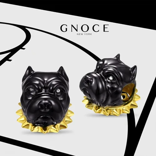 Miniatura 2 de GNOCE Abalorio de plata de ley para perro chapado en negro para pulsera o collar de mascotas para mujeres y niñas