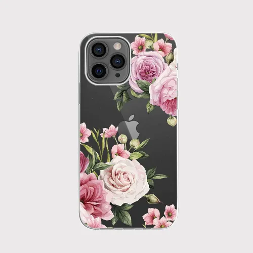 Miniatura 2 de Blingy's Funda para iPhone 13 Pro (6.1 pulgadas), bonito patrón de rosas retro con diseño de flores de rosa, transparente, funda protectora