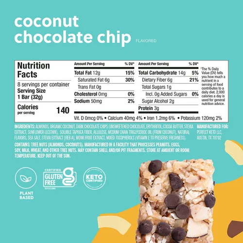 Miniatura 2 de Perfect Keto Barras Nola, sin gluten, barras de granola keto, bocadillos bajos en carbohidratos o barra de desayuno sin azúcar añadido, alimentos