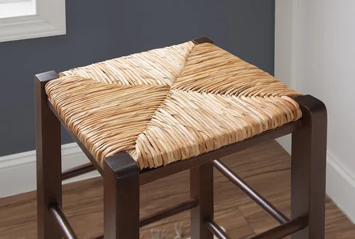 Miniatura 6 de Linon Asiento de hierba marina tejida natural, juego de 2 taburetes Augustus sin espalda, altura de barra