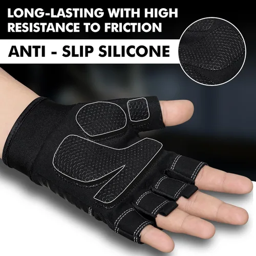 Miniatura 4 de Guantes de gimnasio para levantamiento de pesas, guantes de entrenamiento con protección completa de la palma, guantes de fitness transpirables