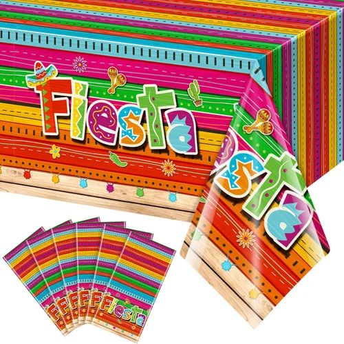 Miniatura 11 de Mantel de 3 piezas de decoración de fiesta mexicana, mantel de plástico impreso con Cinco de Mayo para fiesta, taco, noche, cumpleaños y suministros