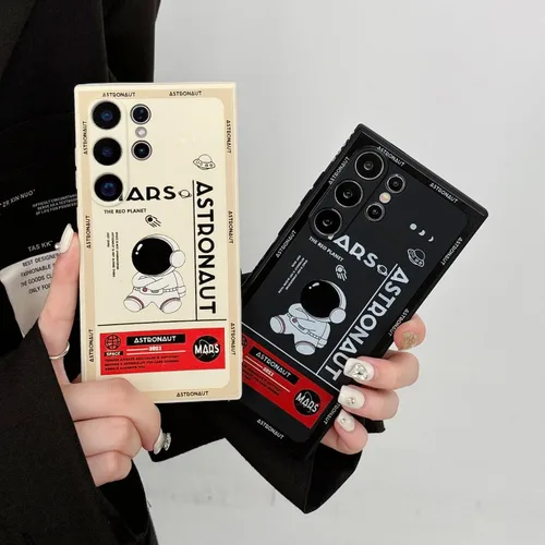 Miniatura 5 de Yonds Queen Funda Linda para Samsung Galaxy S22 Ultra, Diseño de Astronauta de Dibujos Animados Espacio Luna Cohete Cubierta Protectora Elegante