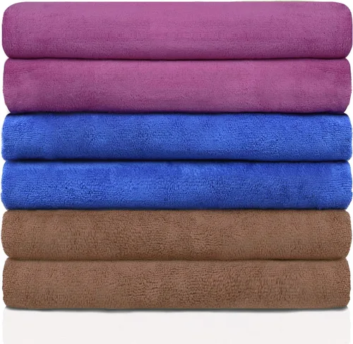 Miniatura 11 de MERRY HOME Paquete de 6 toallas de baño, 27 x 55 pulgadas, juego de toallas de baño de microfibra grandes para adultos, hombres y mujeres, ultra