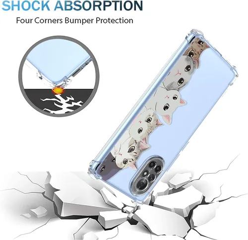 Miniatura 4 de Funda para Huawei Nova 8 Clear Cute Cat Phone Case Soft TPU a prueba de golpes Funda protectora de silicona para Huawei Nova 8, gatos azul rosa