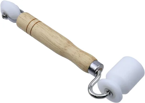 Rodillo de costura de nailon de doble extremo con mango de madera, herramienta de rodillo de papel tapiz para construcción, amortiguamiento de
