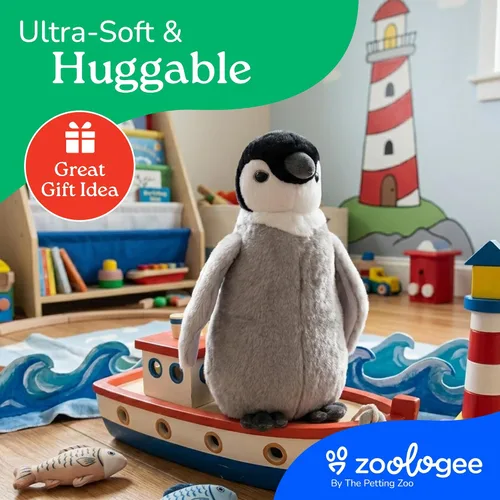 Miniatura 6 de The Petting Zoo Peluche de pollito, pingüino emperador, regalos para niños, animales marinos Earth Keeperz, juguete de peluche de pingüino emperador