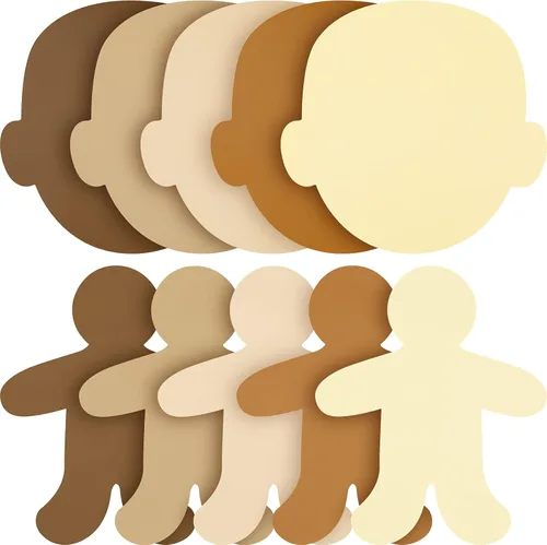 Containlol 100 piezas de recortes para manualidades de 5.5 pulgadas de cara multicultural en blanco, recortes de papel de color de piel, tarjeta de