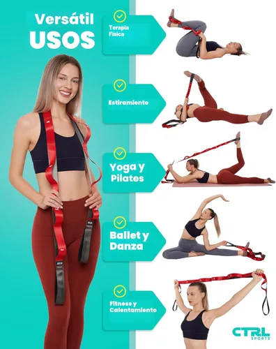Miniatura 4 de Correa elástica con bucles, banda elástica no elástica para terapia física, correa de yoga para equipo de estiramiento, bandas elásticas