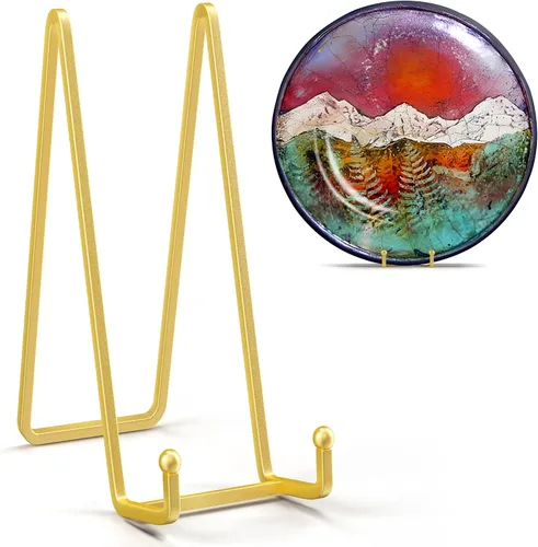 Miniatura 9 de IPAME Soportes cuadrados de metal para exhibir, soporte de 4.5 pulgadas + caballete para portarretratos para libros, placa decorativa, placa, foto