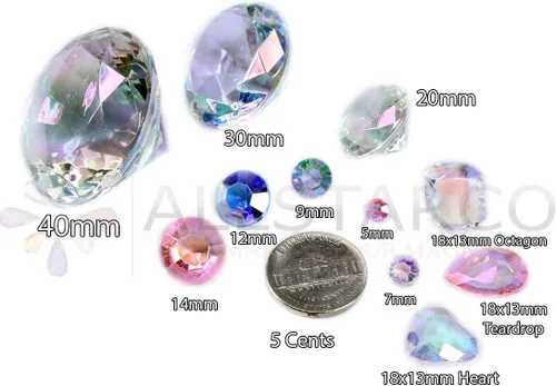 Miniatura 6 de Allstarco 200 unidades de 0.472 pulgadas (0.472 in) lila AB quilates acrílico diamante confeti AB revestimiento para mesa dispersión decoración