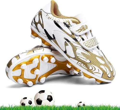 Miniatura 2 de ASOCO DREAM Zapatos de fútbol para niños y niñas, zapatos de fútbol para suelo firme, para jóvenes profesionales atléticos para exteriores e