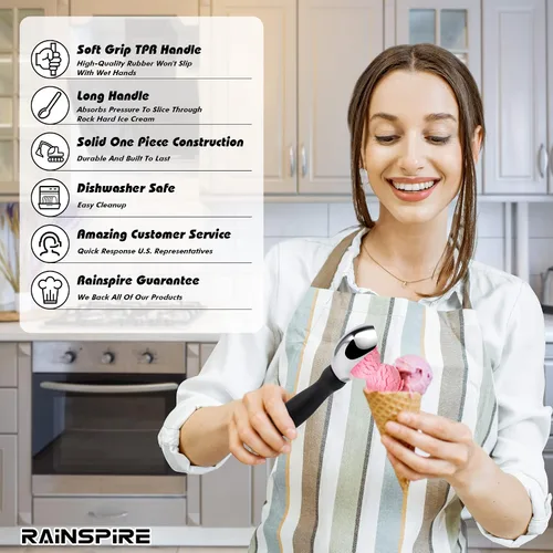 Miniatura 6 de Rainspire Cuchara de helado de acero inoxidable con mango cómodo, cuchara para helado resistente, pala para helado, ideal para cucharas de helado