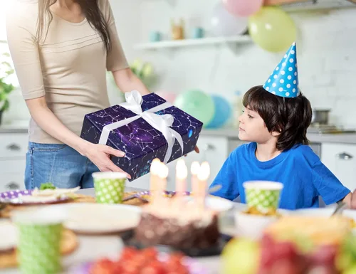 Miniatura 8 de GIOLNIAY Papel de regalo de galaxia para niños y niñas, cumpleaños, baby shower, estrellas de neón, cielo nocturno, galaxia con nebulosa, 8 hojas
