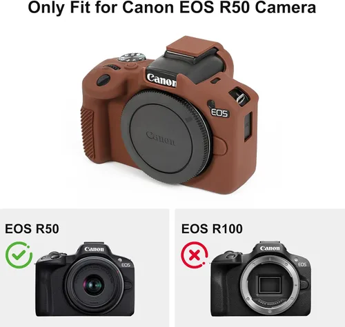 Miniatura 7 de Funda para Canon EOS R50, funda protectora de silicona suave para Canon R50 con correa de muñeca ajustable de 8 pulgadas, funda ligera R50 (negro)