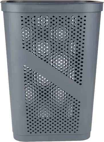 Miniatura 5 de Mind Reader - Canasta de lavandería delgada con tapa, cesta de ropa de 60L, plástico ventilado, color gris