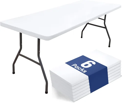 Miniatura 28 de homing Paquete de 4 manteles rectangulares de 4 pies, mantel ajustable de poliéster impermeable, lavable, para picnic, campamento, al aire libre