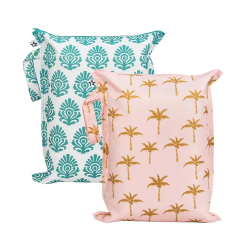 Miniatura 10 de Tiny Twinkle Bolsas Húmedas a Prueba de Desorden Paquete de 2 Bolsas Húmedas Reutilizables e Impermeables para Trajes de Baño Ropa de Bebé