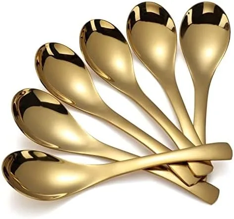 Miniatura 11 de Juego de 6 cucharas de mesa redondas de acero inoxidable con espejo pulido de plata para ramen