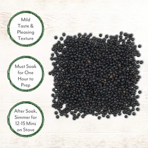Miniatura 3 de Roland Foods Lentejas negras secas, alimentos importados especiales, bolsa de 35.2 onzas