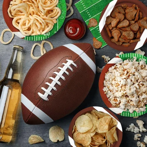 Miniatura 6 de Gatherfun kit de suministros para fiesta de fútbol, para 24 comensales, incluye platos para cena, servilletas para postre, vasos, pancarta y mantel