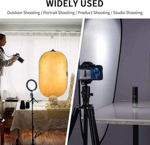 Miniatura 2 de Selens Kit de soporte reflector de luz de 24 x 36 pulgadas/23.6x35.4 in, multidisco plegable 5 en 1 con soporte para fotografía de luz y soporte