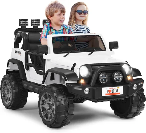 Miniatura 11 de OLAKIDS Camión de paseo para niños de 2 plazas, vehículo eléctrico con batería de 12 V con control remoto parental, suspensión de resorte, luces