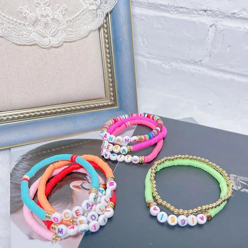 Miniatura 4 de 9 pulseras de mercancía cantante de la amistad, regalo de joyería para amantes de la música, fanáticos de la música-A, Acrílico, No es una piedra