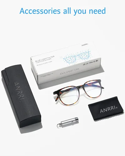 Miniatura 6 de ANRRI - Gafas de bloqueo de luz azul, antifatiga ocular, gafas para computadora, filtro UV400, marco ligero, para mujeres y hombres