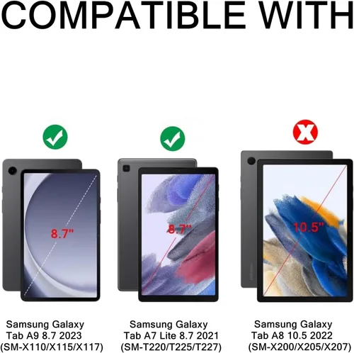 Miniatura 6 de MAISON Funda para niños para Samsung Galaxy Tab A9 de 8.7 pulgadas 2023 SM-X110/X115/X117 y Galaxy Tab A7 Lite de 8.7 pulgadas 2021 T220/T225/T227 a