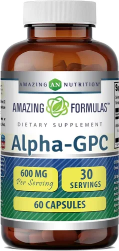 Miniatura 6 de Amazing Formulas Alpha GPC Suplemento 600 mg por porción 120 cápsulas Sin OMG Sin gluten Fabricado en Estados Unidos